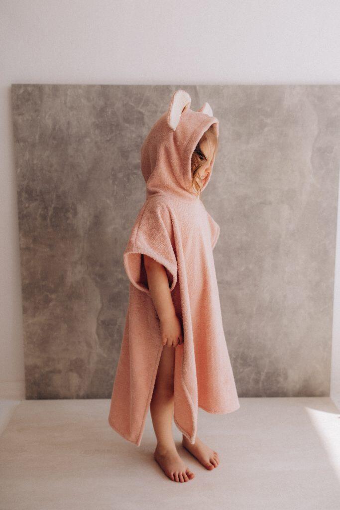 Poncho bambini in cotone biologico con orecchie di topo – GOTS - Colori assortiti