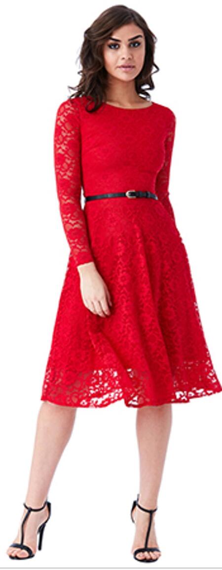 0273 ABITO IN PIZZO ELASTICO A BAMBOLA CON RUOTA FINALE E CON MANICHE