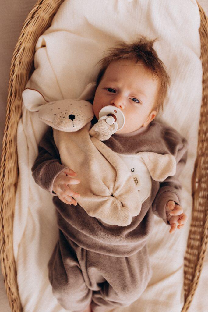 Doudou con portaciuccio integrato – Cotone bio GOTS