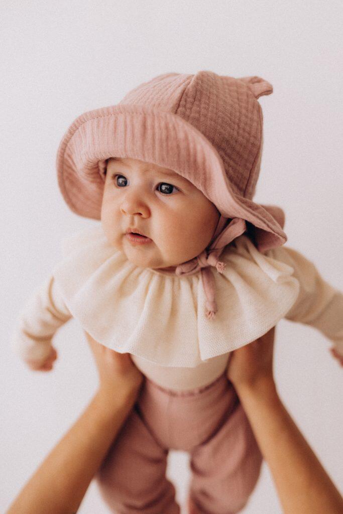 Cappello da sole in mussola con orecchie Teddy – Cotone bio GOTS - Misure e colori assortiti