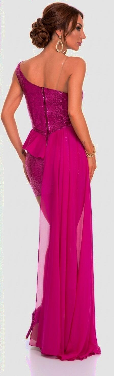 0983 2-in-1 Short Long Dress Sequin Sheath Dress with Detachable Chiffon Skirt