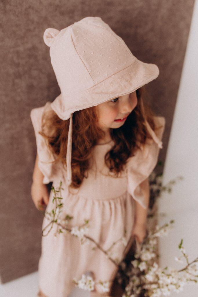 Cappello da sole in mussola con orecchie Teddy – Cotone bio GOTS - Misure e colori assortiti