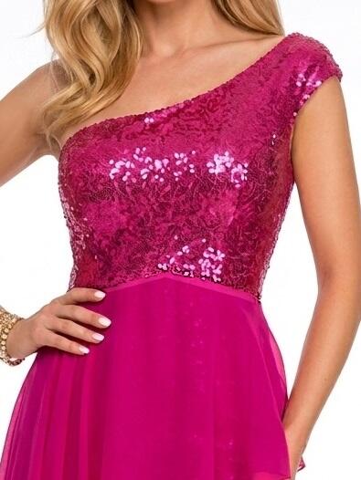 0983 2-in-1 Short Long Dress Sequin Sheath Dress with Detachable Chiffon Skirt