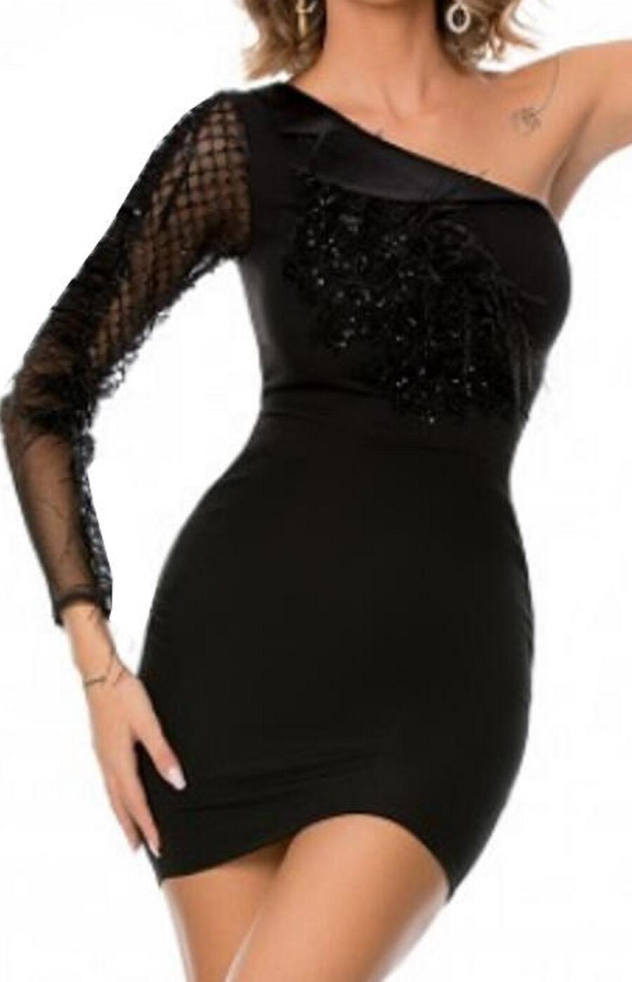 0562 SHORT SHIRT IN ONE SHOULDER SHAVED CREPE WITH SATIN TURNS