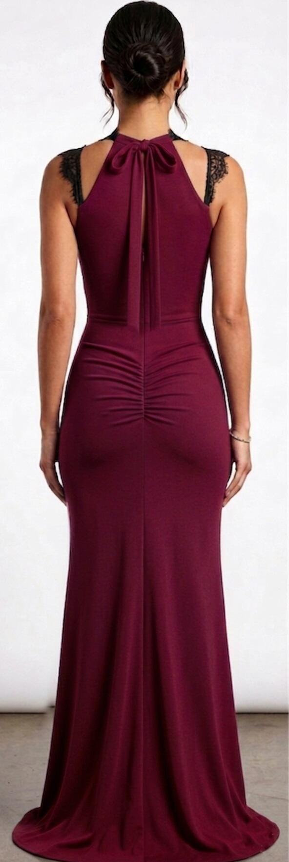 0805 SIREN DRESS IN LYCRA WITH CENTRAL SLIT ON THE SIDES WITH TRANSPARENT TULLE AND RHINESTONES