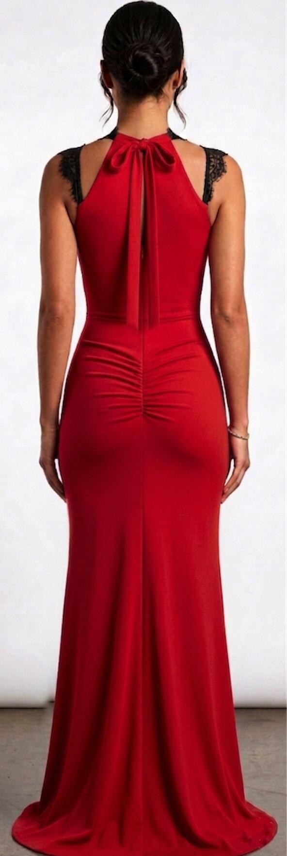 0809 SIREN DRESS IN LYCRA WITH CENTRAL SLIT ON THE SIDES WITH TRANSPARENT TULLE AND RHINESTONES