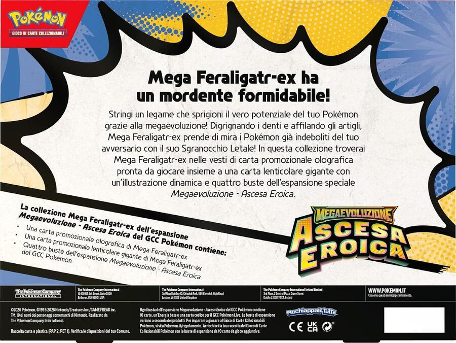 Pokémon: collezione Mega Feraligatr-ex dell’espansione Megaevoluzione - Ascesa Eroica del GCC Pokémon (una carta promozionale olografica, una carta lenticolare gigante e quattro buste di espansione) - 104