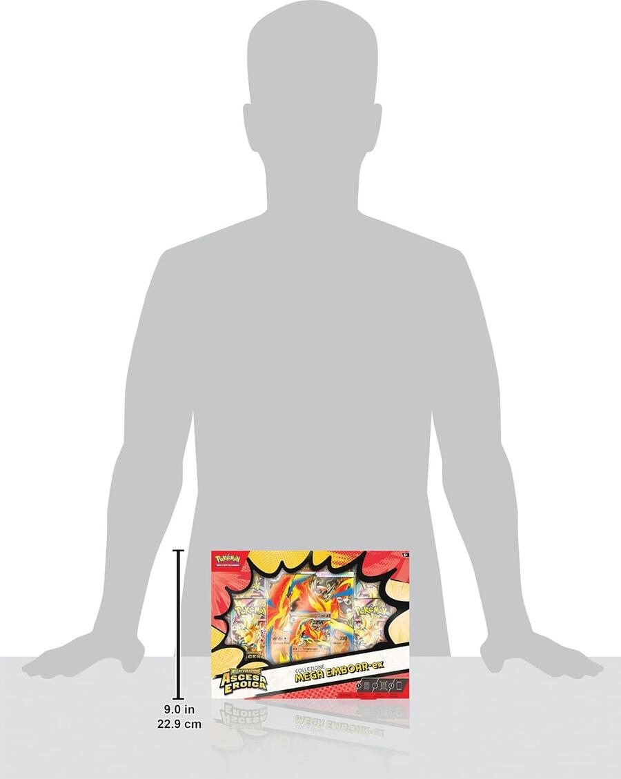 Pokémon: collezione Mega Emboar-ex dell’espansione Megaevoluzione - Ascesa Eroica del GCC Pokémon (una carta promozionale olografica, una carta lenticolare gigante e quattro buste di espansione)