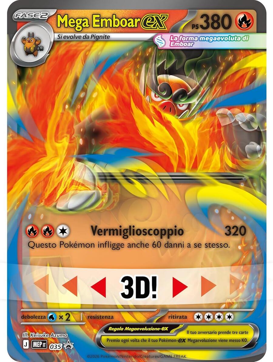 Pokémon: collezione Mega Emboar-ex dell’espansione Megaevoluzione - Ascesa Eroica del GCC Pokémon (una carta promozionale olografica, una carta lenticolare gigante e quattro buste di espansione)