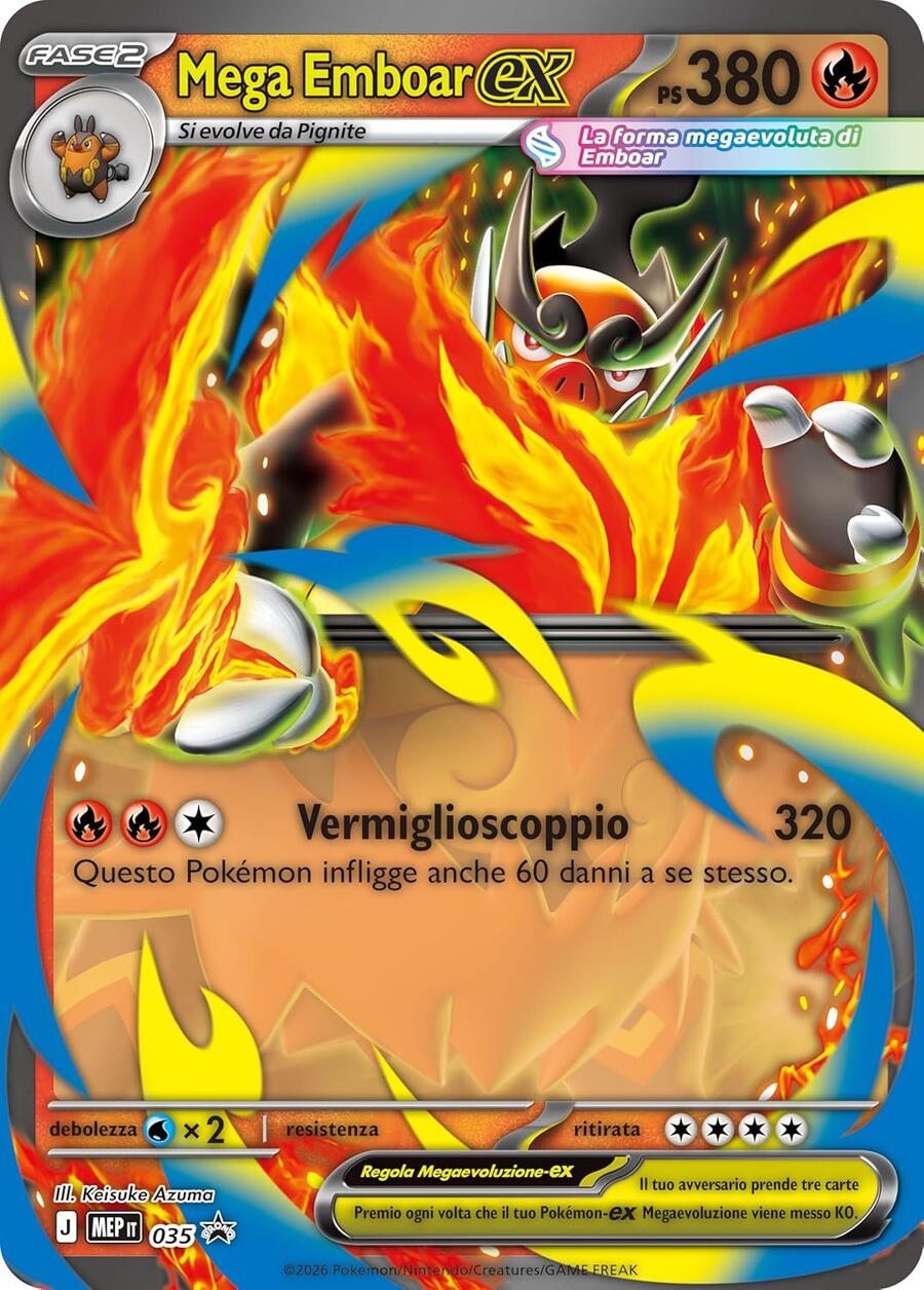 Pokémon: collezione Mega Emboar-ex dell’espansione Megaevoluzione - Ascesa Eroica del GCC Pokémon (una carta promozionale olografica, una carta lenticolare gigante e quattro buste di espansione)