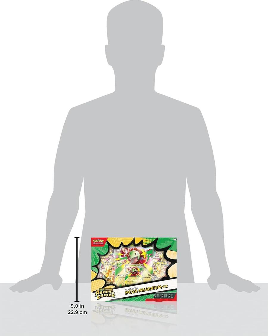 Pokémon: collezione Mega Meganium-ex dell’espansione Megaevoluzione - Ascesa Eroica del GCC Pokémon (una carta promozionale olografica, una carta lenticolare gigante e quattro buste di espansione)