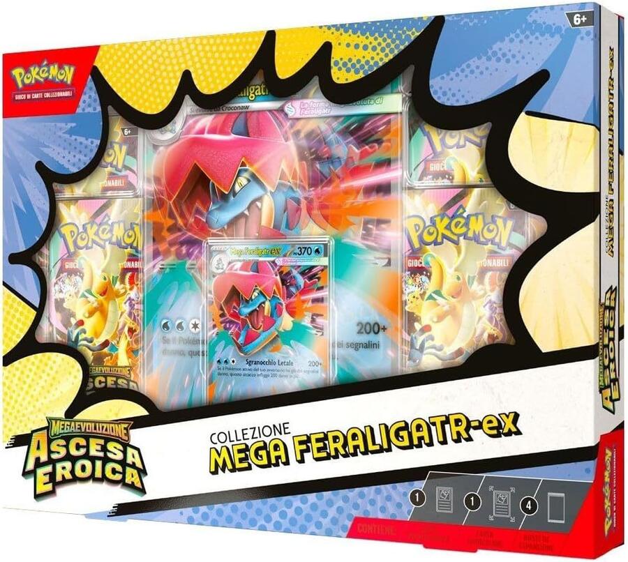 Pokémon Ascesa Eroica Collezione Mega EX Trio ITA – Mega Emboar ex, Mega Feraligatr ex, Mega Meganium ex – Set Carte Pokémon GCC Italiano 