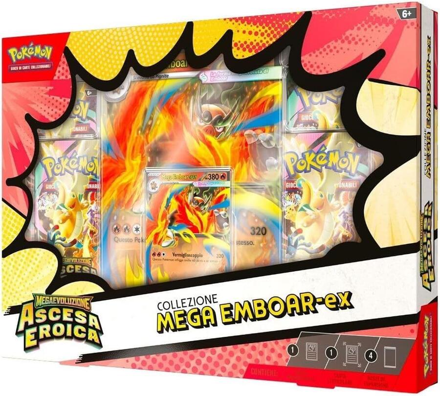 Pokémon Ascesa Eroica Collezione Mega EX Trio ITA – Mega Emboar ex, Mega Feraligatr ex, Mega Meganium ex – Set Carte Pokémon GCC Italiano 