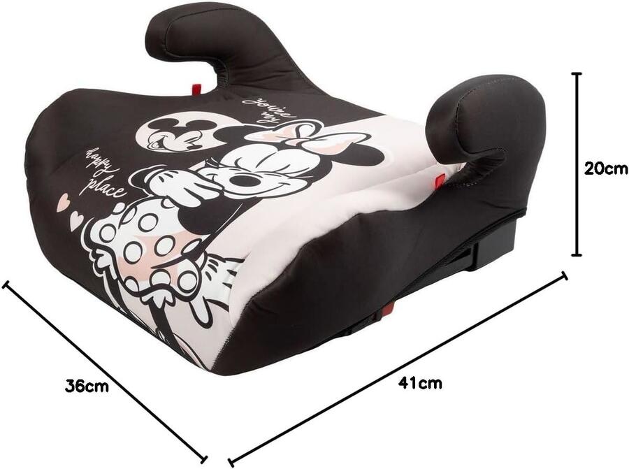 Tataway seggiolino alzatina auto bimbi ISOFIX Disney Minnie Mouse i-Size ECE R129, Rialzo bimbi 125-150 cm, 22-36 kg, 6-12 anni, gruppo 3, facile da trasportare - sfoderabile e lavabile
