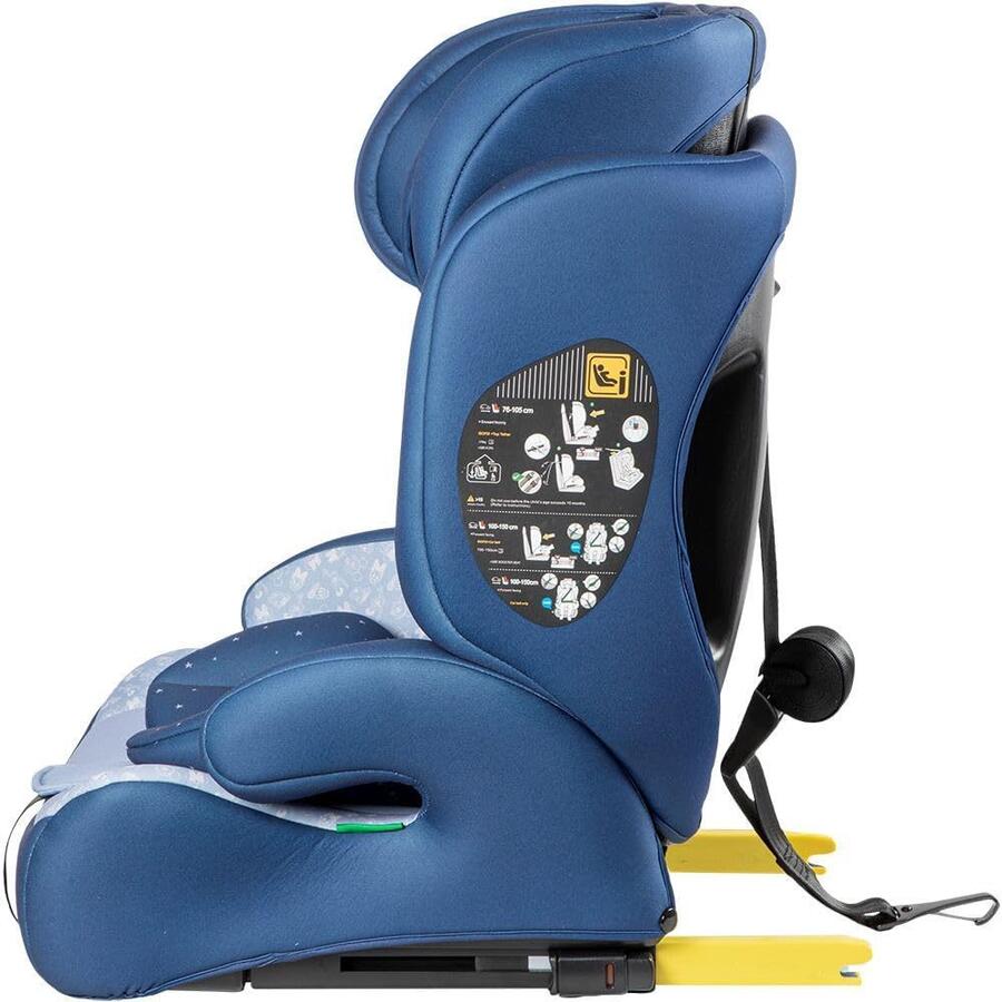 Tataway Seggiolino Auto Disney Mickey Mouse con attacco ISOFIX per la sicurezza dei bambini con altezza da 76 a 150 cm con grafiche di Mickey Mouse ed i suoi amici, su fondo blu