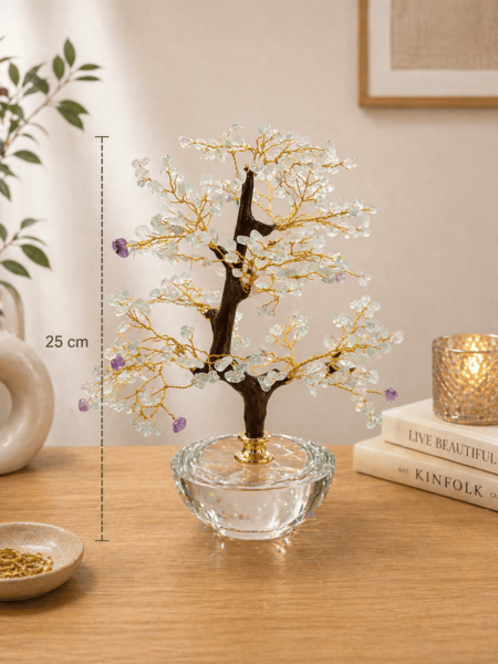 Chiaraela - Pianta Decorativa con Pietre Tiffany su Base Cachepot – H25 cm Ø8 cm