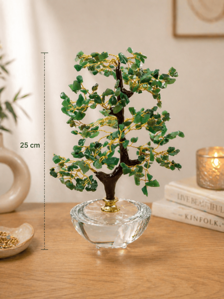 Chiaraela - Pianta Decorativa con Pietre Verdi su Base Cachepot – H25 cm Ø8 cm