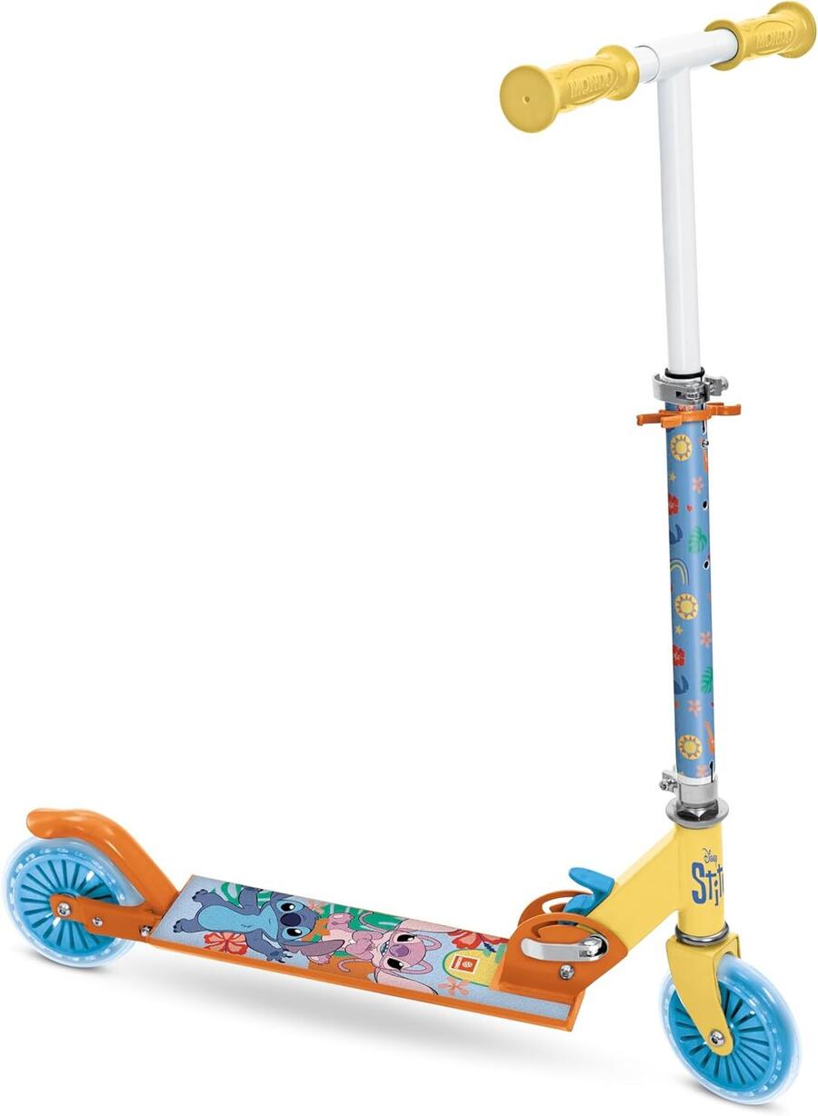 Mondo Toys - DISNEY STITCH SCOOTER Monopattino 2 ruote pieghevole in alluminio con pedana extra grip e manubrio regolabile per bambini - 28737