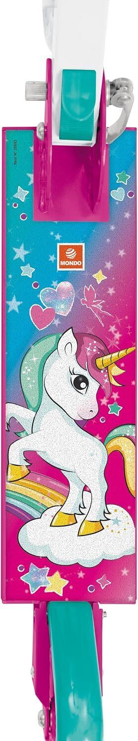 Mondo Toys - Monopattino in alluminio per bambino bambina UNICORNO - manubrio regolabile - 2 ruote - 28693