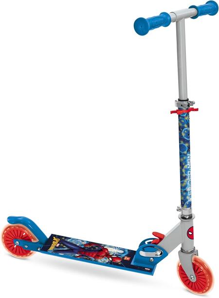 Mondo Toys - SPIDER-MAN MARVEL SCOOTER Monopattino 2 ruote pieghevole in alluminio con pedana extra grip e manubrio regolabile per bambini
