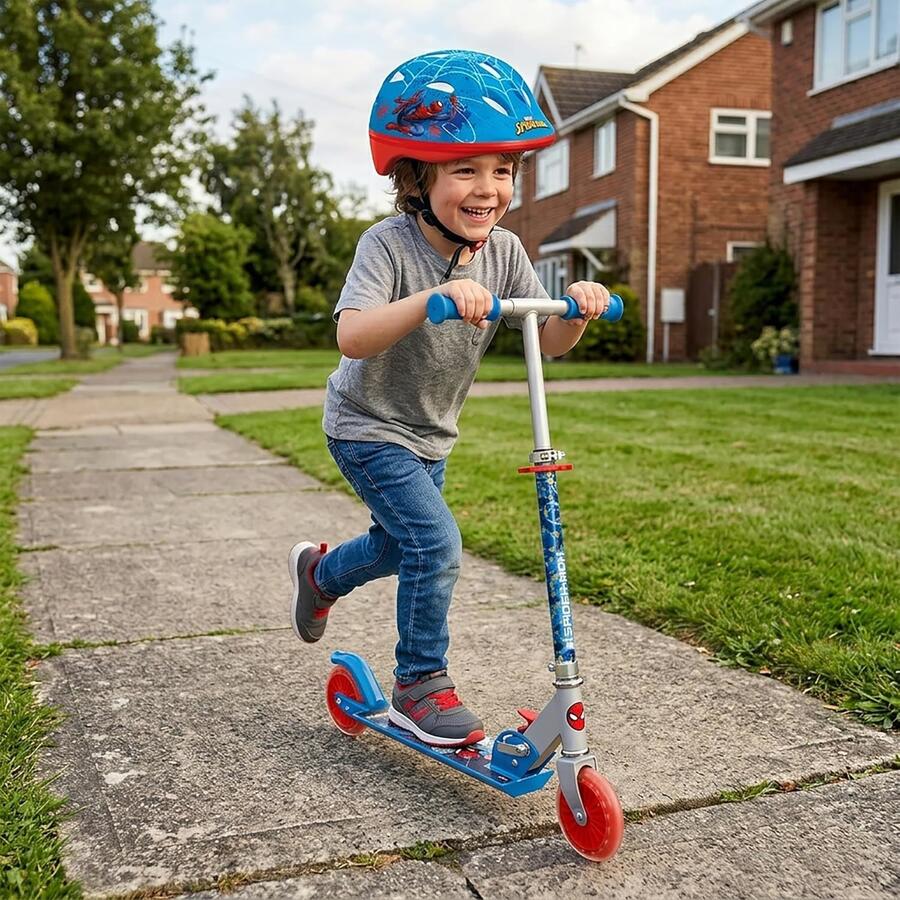 Mondo Toys - SPIDER-MAN MARVEL SCOOTER Monopattino 2 ruote pieghevole in alluminio con pedana extra grip e manubrio regolabile per bambini