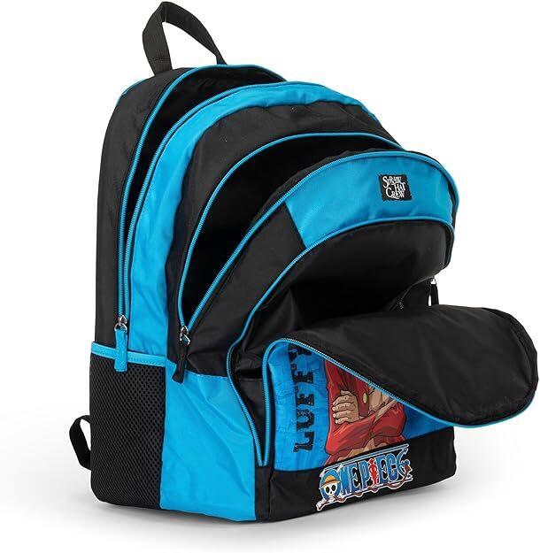 ONE PIECE - Zaino Scuola Ufficiale One Piece, con 2 Ampi Spazi Centrali, Capiente Tasca Frontale, Spallacci Regolabili e Imbottiti, Retro e Fondo Termoformati, 32x43Hx23cm