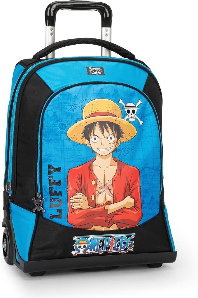 ONE PIECE - Zaino Scuola Trolley Ufficiale One Piece, Maniglia Regolabile, Trolley Staccabile, Spallacci Imbottiti e Regolabili, Scomparto Principale, Tasca Frontale, Chiusure A Zip, 36x47hx23cm