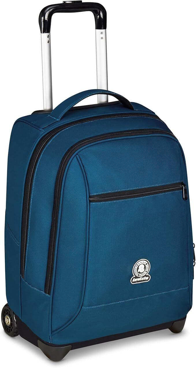 Invicta Trolley Scuola Fisso New Benin Solid, Blu, 2 in 1, Doppio Uso, Trolley e Zaino, Zaino Scuola e Viaggio, Ragazzo e Ragazza