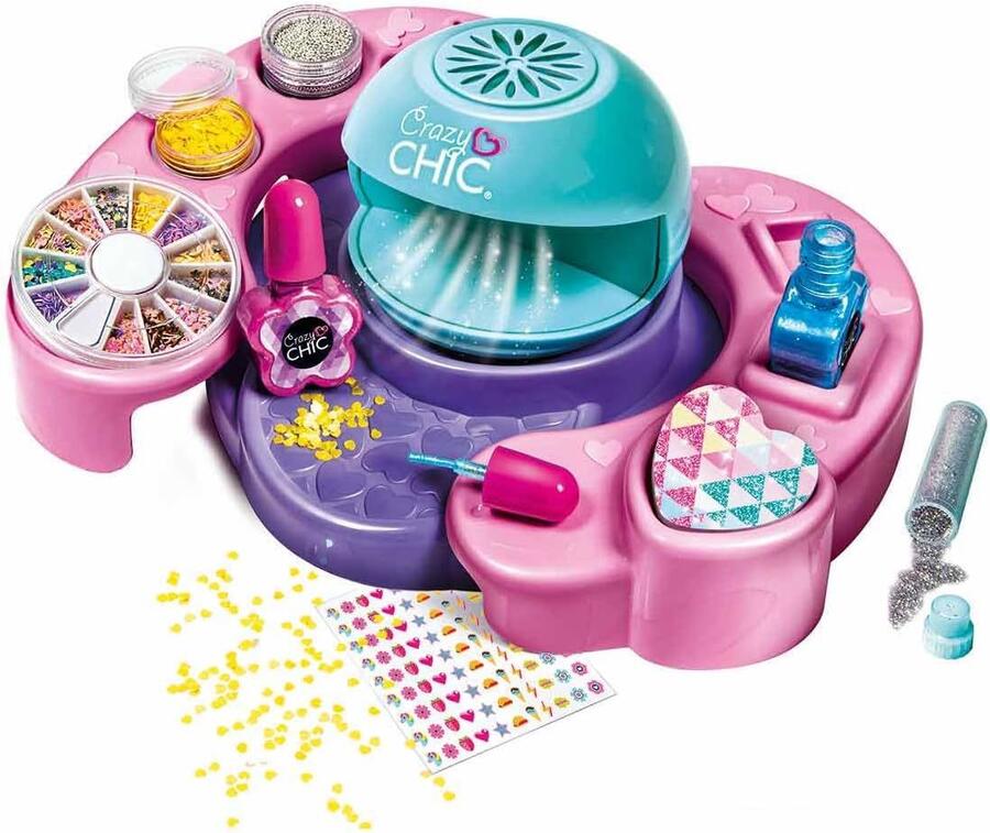 Clementoni - Set per Decorare Unghie Bambina, Crazy Chic Cool Nails, Gioco Creativo, Atelier Unghie con Smalti e Macchina Asciugasmalto, Idea Regalo per Bambine 6 Anni, 18599