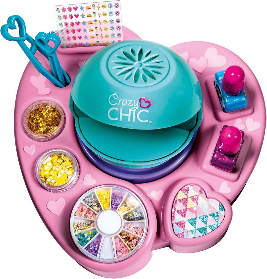 Clementoni - Set per Decorare Unghie Bambina, Crazy Chic Cool Nails, Gioco Creativo, Atelier Unghie con Smalti e Macchina Asciugasmalto, Idea Regalo per Bambine 6 Anni, 18599