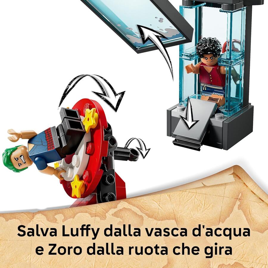 LEGO ONE PIECE La Tenda del Circo di Bagy il Clown - Giocattolo Interattivo con 4 Minifigure tra cui Luffy, Nami e Zoro, e 2 Poster Ricercato - Regalo per Bambini, Bambine e Fan da 8 Anni - 75637