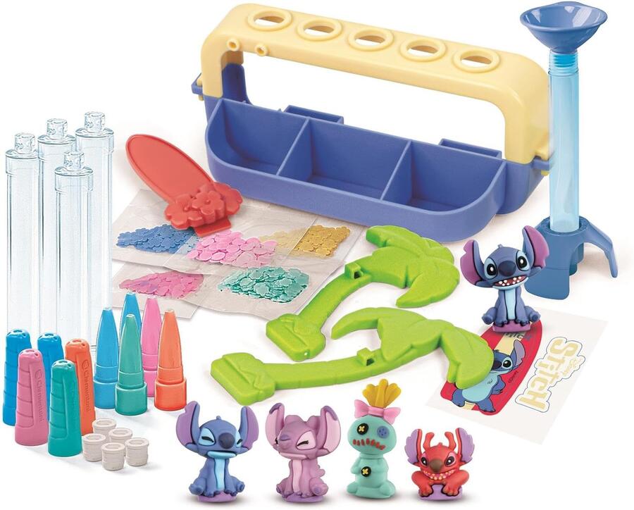 Clementoni Idea - Laboratorio delle Penne Disney Stitch, Kit Creativo per Bambini 6+ Anni, con 25+ Accessori e 5 Penne Personalizzabili con Personaggi, Lingua Italiana, 18204