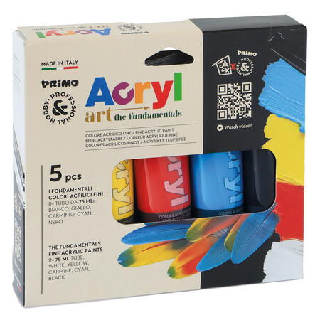 Colori acrilici fine tubi da 75ml Acryl PRIMO - Astuccio 5 colori