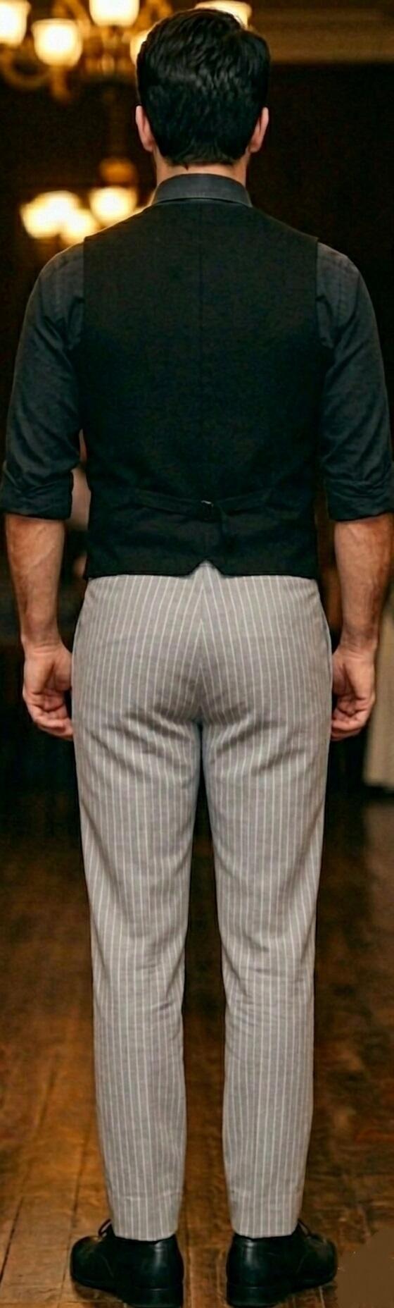 PANTALONE GESSATO GRIGIO CHIARO DA TANGO E SOCIAL DANCE 7-0008