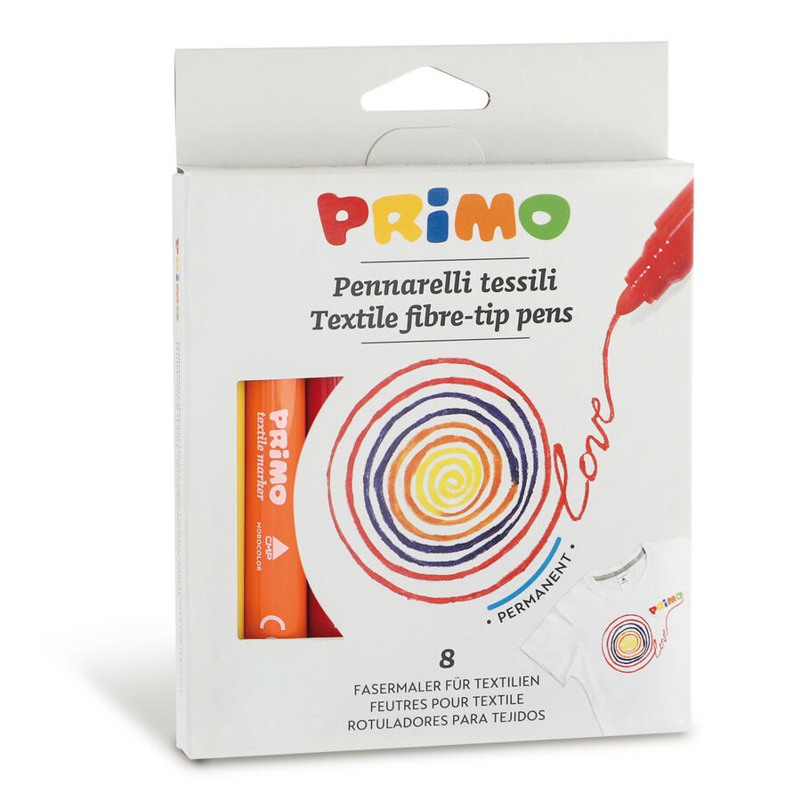 Pennarelli per TESSUTO - astuccio da 8 colori - PRIMO