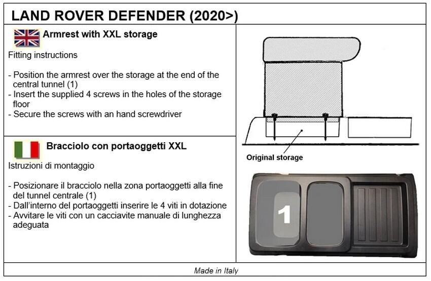 Doppio bracciolo LUXURY per Land Rover Defender L663