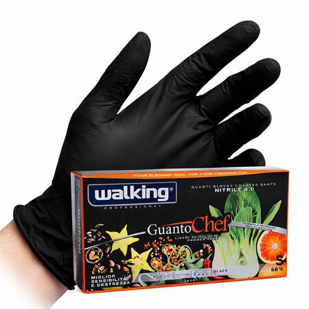 Guanti Chef monouso in nitrile nero Walking 4,0gr - Taglia M