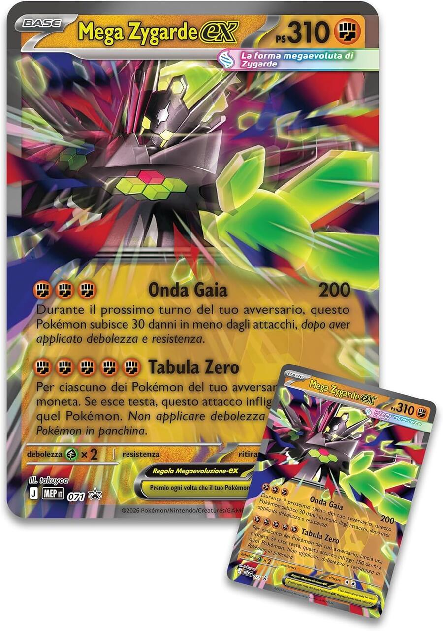 Pokémon: collezione premium Mega Zygarde-ex del GCC Pokémon (una carta promozionale, una carta lenticolare gigante, un adesivo e otto buste di espansione), Edizione in Italiano
