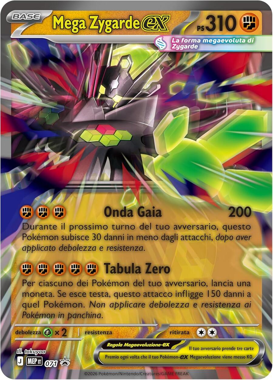 Pokémon: collezione premium Mega Zygarde-ex del GCC Pokémon (una carta promozionale, una carta lenticolare gigante, un adesivo e otto buste di espansione), Edizione in Italiano