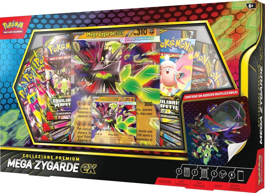 Pokémon: collezione premium Mega Zygarde-ex del GCC Pokémon (una carta promozionale, una carta lenticolare gigante, un adesivo e otto buste di espansione), Edizione in Italiano