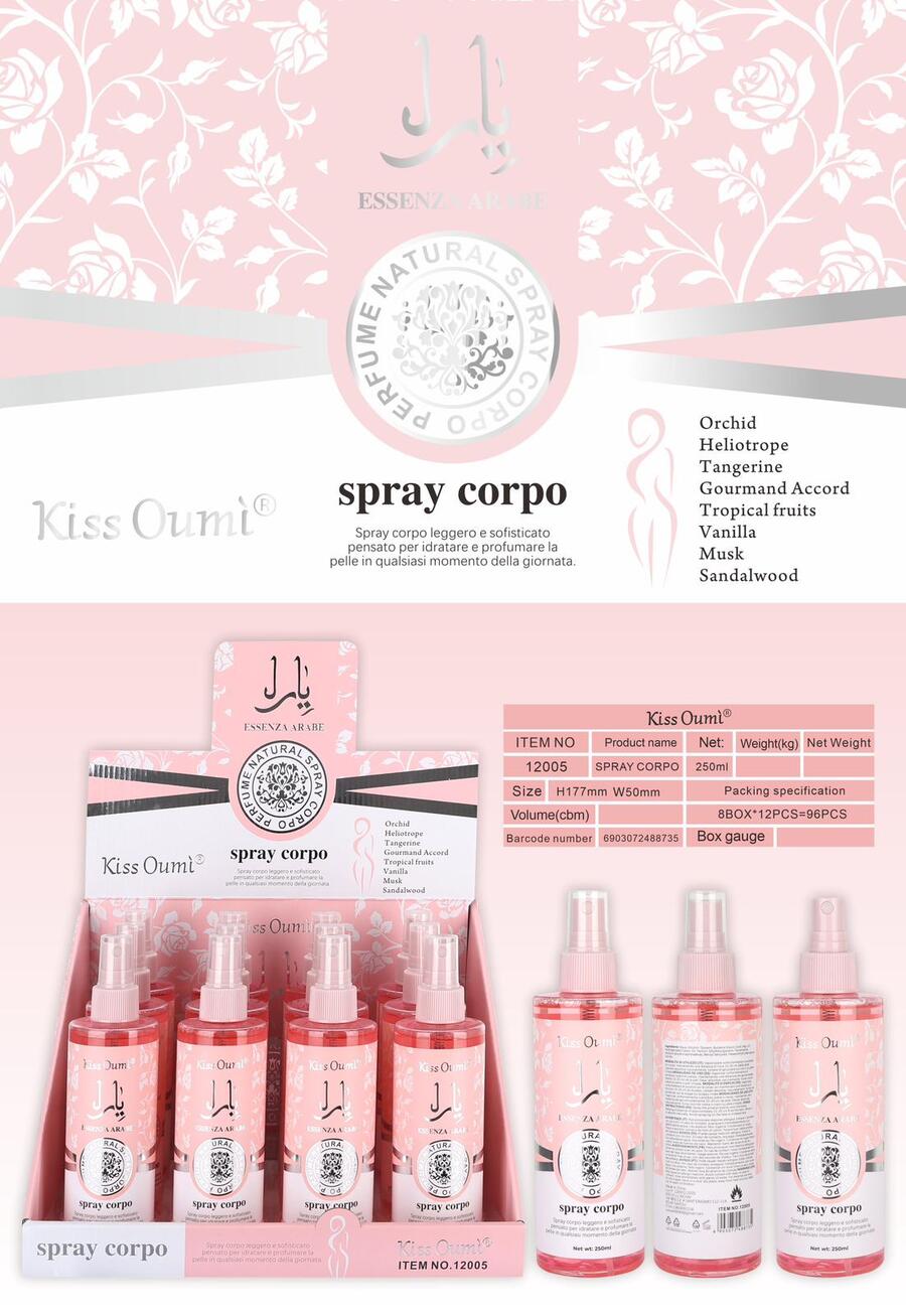 KISS OUMI (ESSENZA ARABA) SPRAY CORPO DA 250ML [Conf.da 12 pezzi]