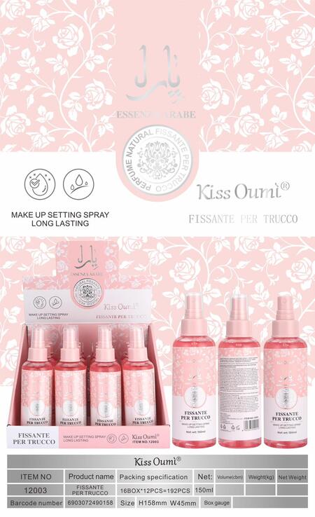 KISS OUMI (ESSENZA ARABA) FISSANTE TRUCCO DA 150 ML [Conf. da 12 pezzi]