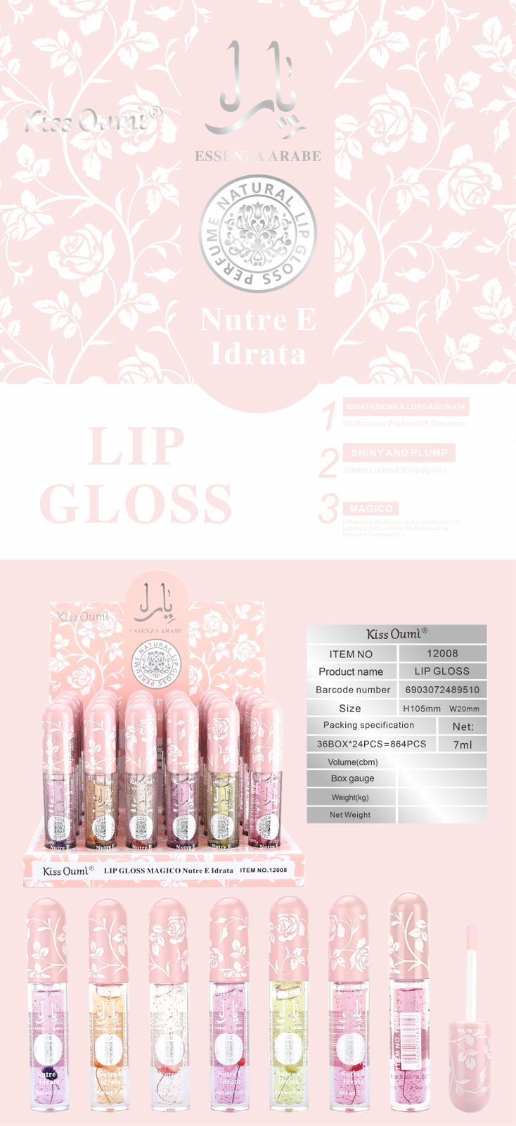 KISS OUMI (ESSENZA ARABA) LIP GLOSS [Conf. da 24 pezzi]