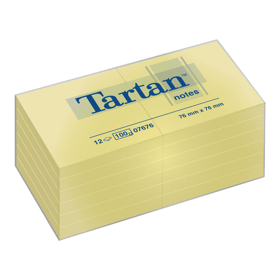 Blocco tipo POST-IT 654 da 100 Fogli 76X76mm GIALLO - Confezione 12 pz