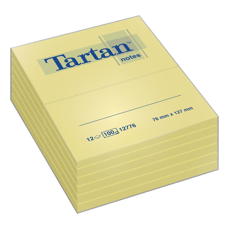 Blocco tipo POST-IT 655 da 100 fogli 127X76mm GIALLO - Confezione 12 pz