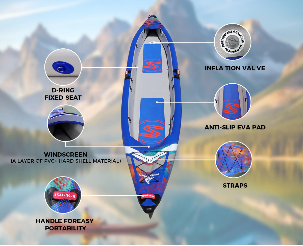 Kayak gonfiabile biposto SKF Skatinger Interstellar - 410 cm - completo accessori