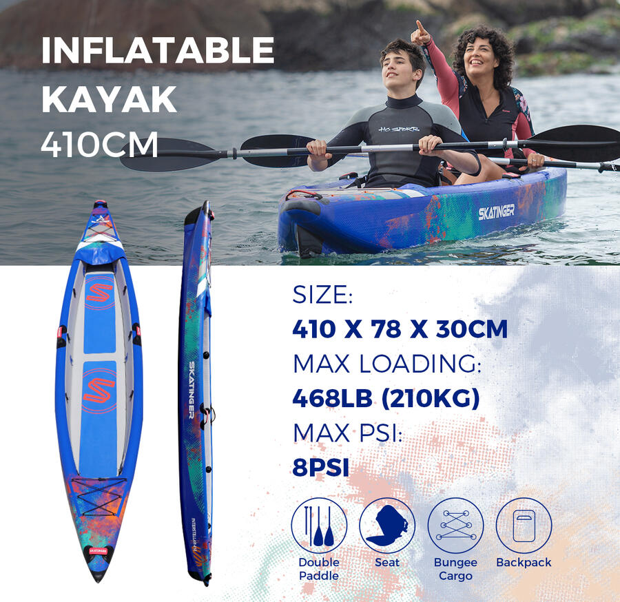 Kayak gonfiabile biposto SKF Skatinger Interstellar - 410 cm - completo accessori
