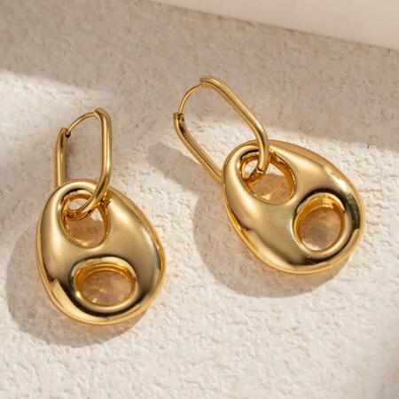 Orecchini ovali in acciaio inossidabile design moderno