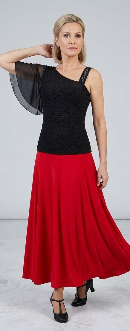 MAGLIA MONOSPALLA CON ALETTA DI TULLE E SPALLINA CON STRASS 6-0009