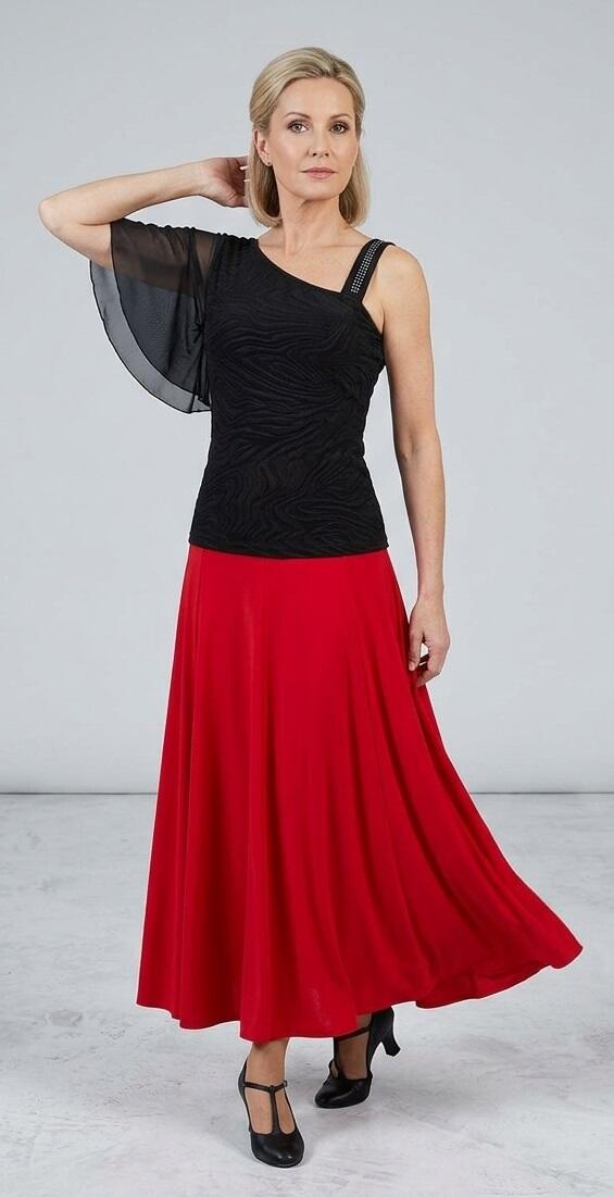 MAGLIA MONOSPALLA CON ALETTA DI TULLE E SPALLINA CON STRASS 6-0009